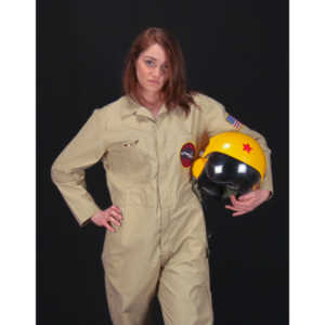 Lindsey was visiting and wanted to shoot, and I had an idea for a pinup based on a pilot's helmet I had recently been given.  So we went to a local military surplus and whipped up a pilot costume and did this shoot.